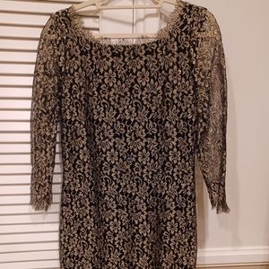 Gold Lace Cocktail Dress- Diane Von Furstenberg